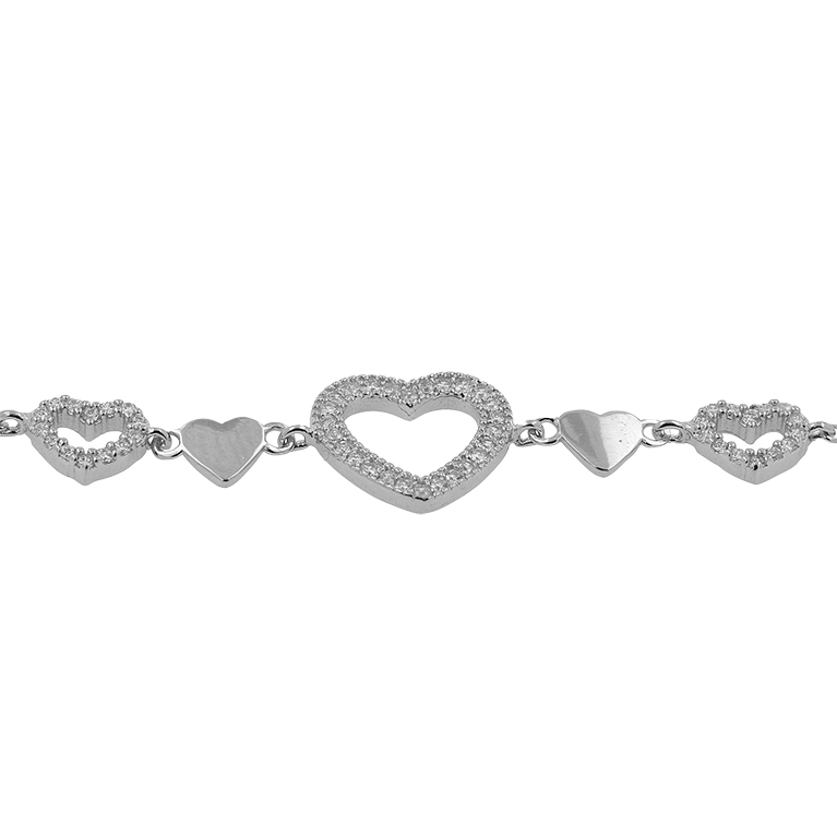 Silver Heart Bracelet with Zirconium
