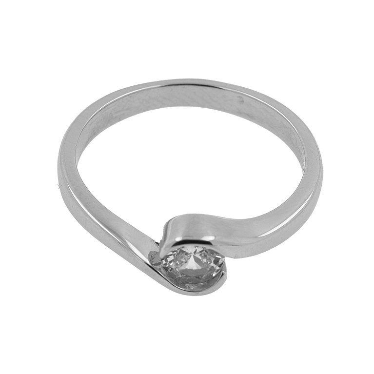 Silver Ring with a Round Zirconium Stone