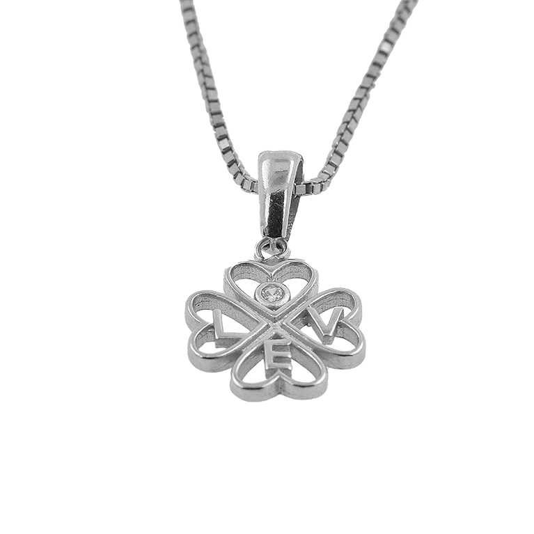 Silver Chain with Pendant and Zirconium