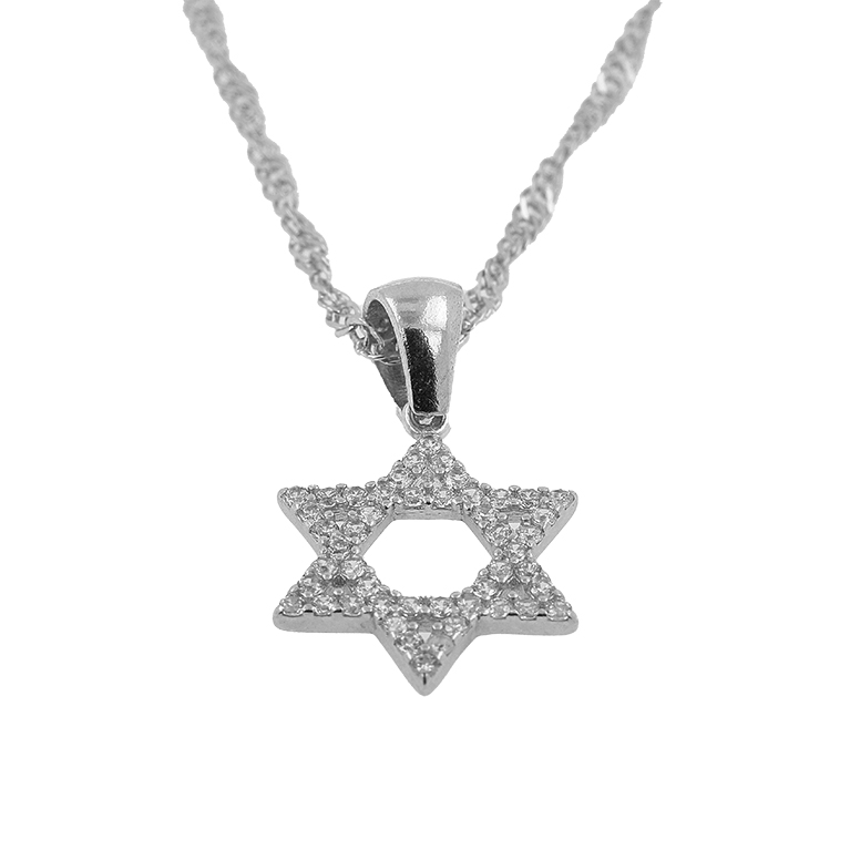 Silver Chain with Star Pendant and Zirconium
