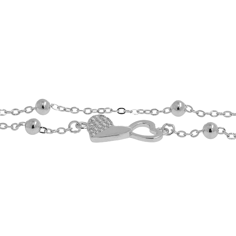 Silver Heart Bracelet with Zirconium
