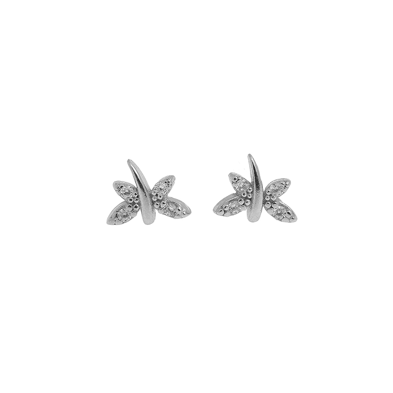 Silver Earrings Dragon Fly with Zirconium