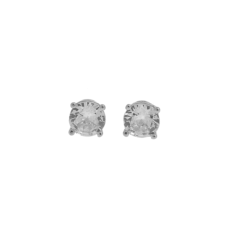 Silver Earrings Studs with Zirconium