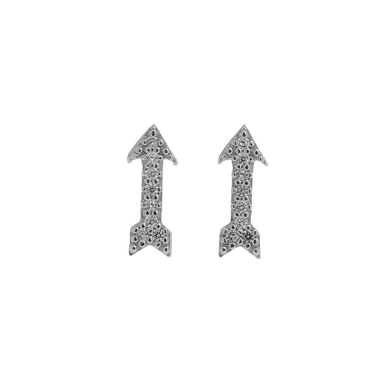 Silver Arrow Earrings with Zirconium