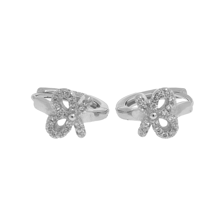 Silver Bowknot Earrings with Zirconium