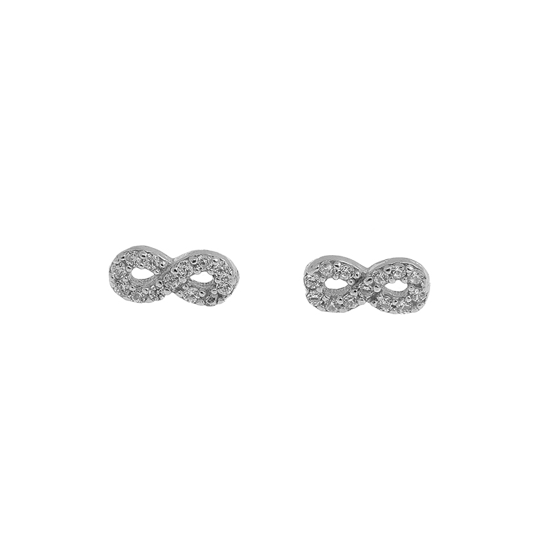 Silver Infinity Earrings with Zirconium