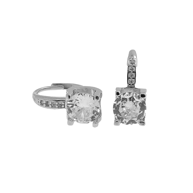 Silver Earrings with Big Zirconium