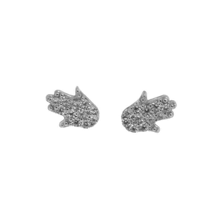 Silver Hand Earrings with Zirconium