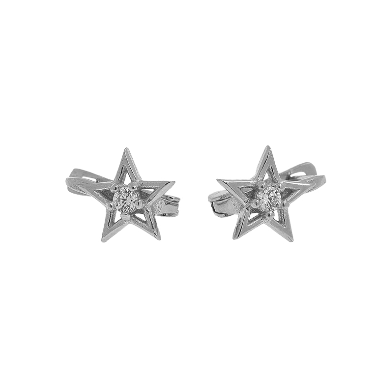 Silver Star Earrings with Zirconium