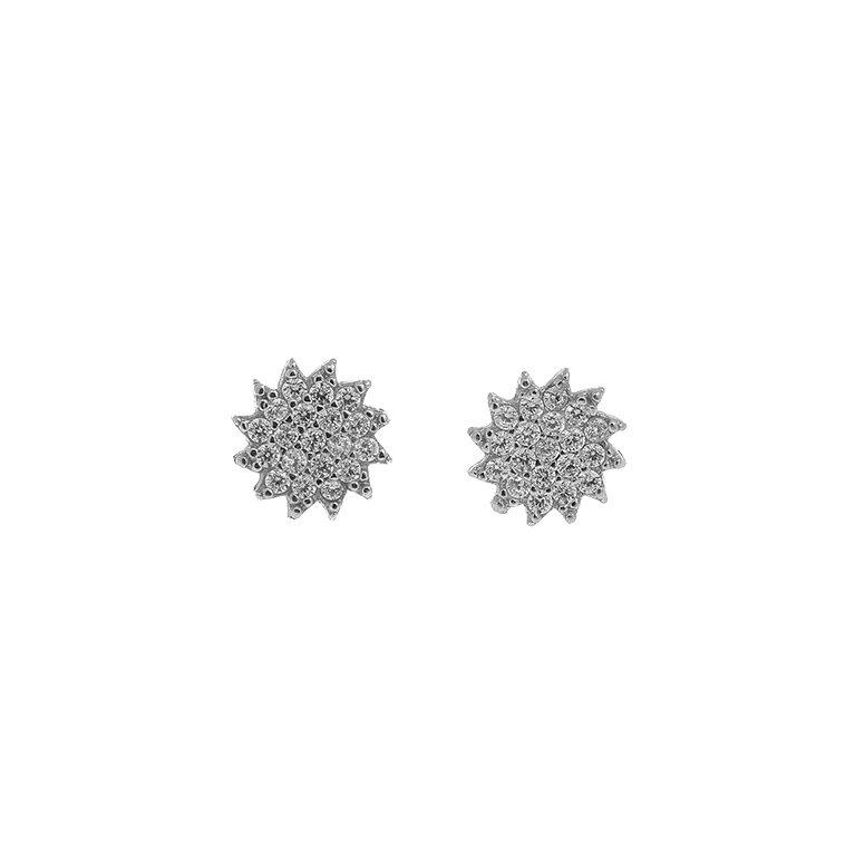 Silver Star Earrings with Zirconium