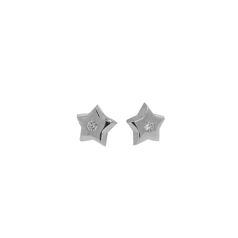 Silver Star Earrings with Zirconium