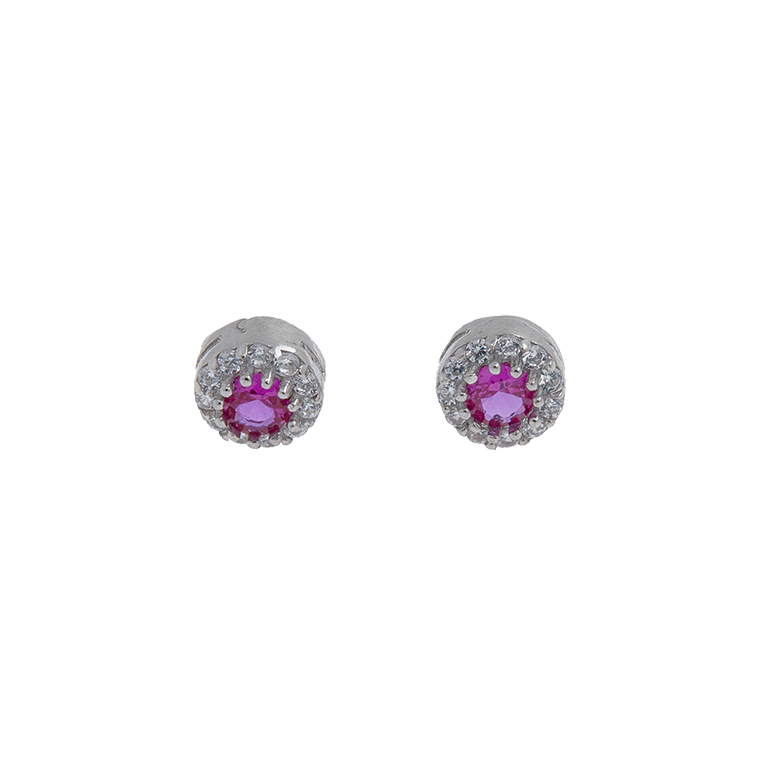 Silver Stud Earrings with Zirconium