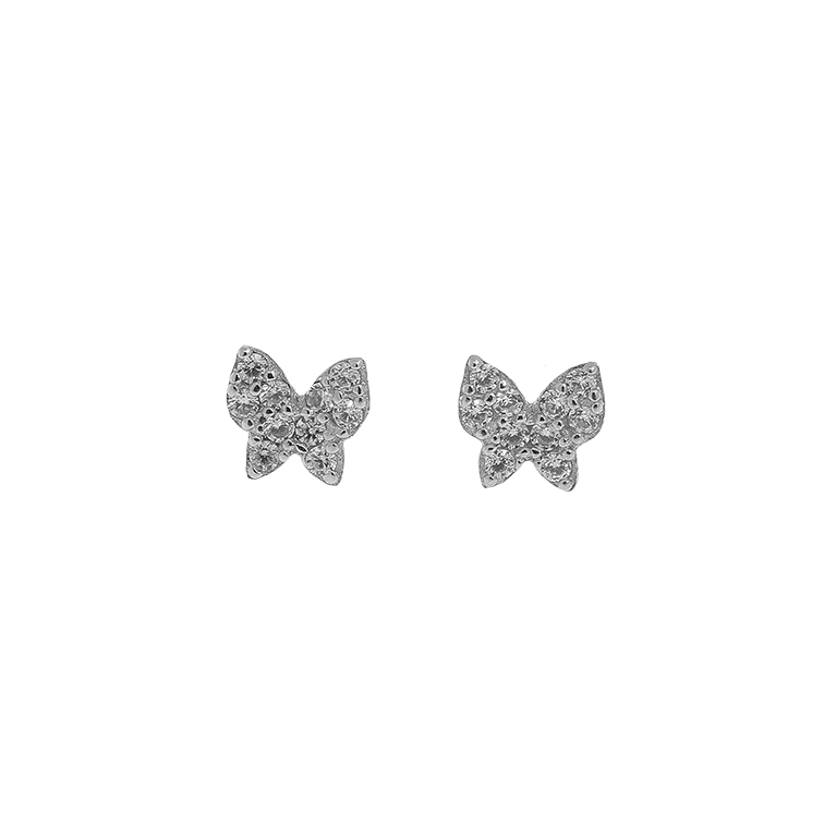 Silver Butterfly Earrings with Zirconium