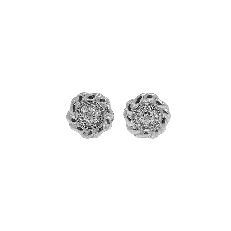 Silver Circle Earrings with Zirconium