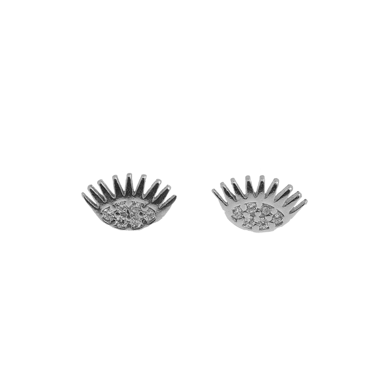 Silver Eye Earrings with Zirconium