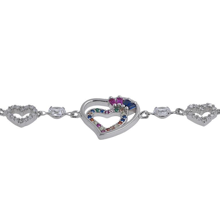 Silver Heart Bracelet with Zirconium