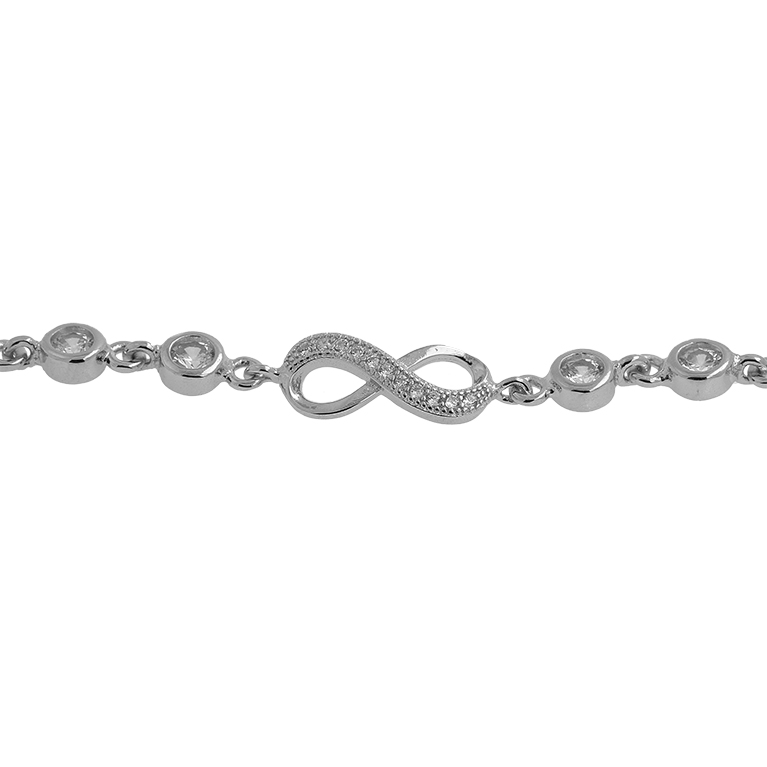 Silver Infinity Bracelet with Zirconium