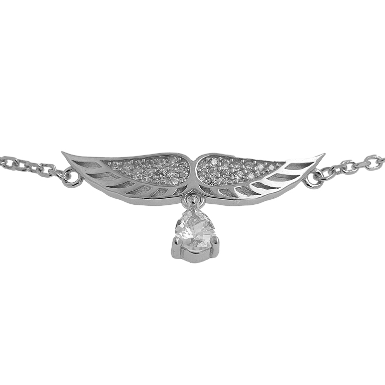 Silver Wings Bracelet with Zirconium