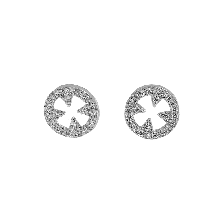 Silver Circle Earrings with Zirconium