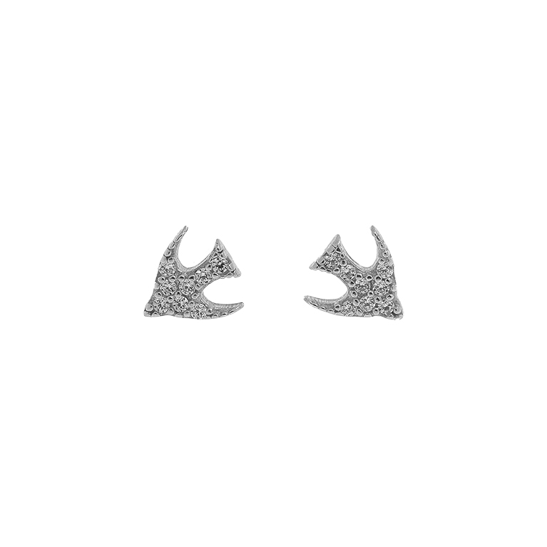 Silver Swallow Earrings with Zirconium