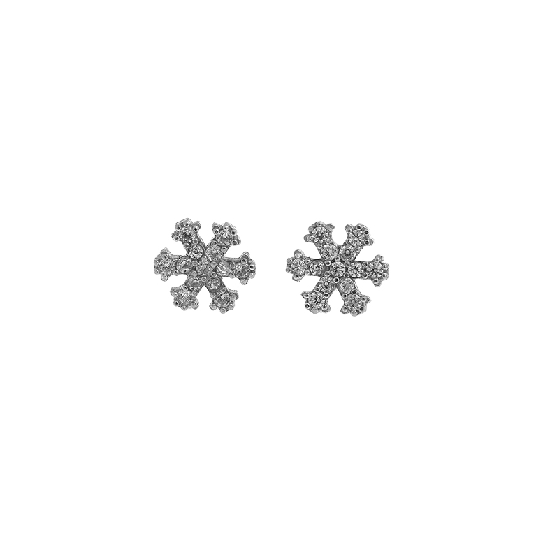 Silver Snowflake Earrings with Zirconium