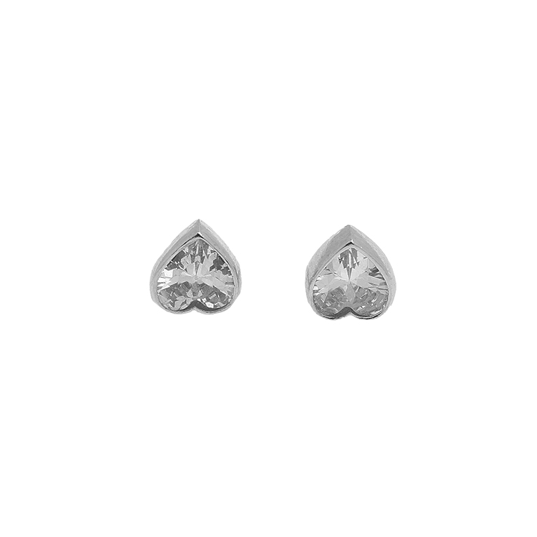 Silver Heart Earrings with Zirconium