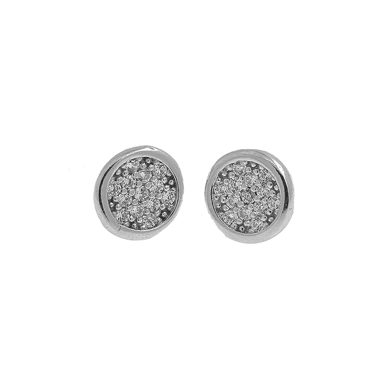Silver Earrings Circles with Zirconium