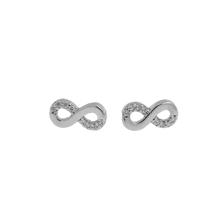 Silver Infinity Earrings with Zirconium