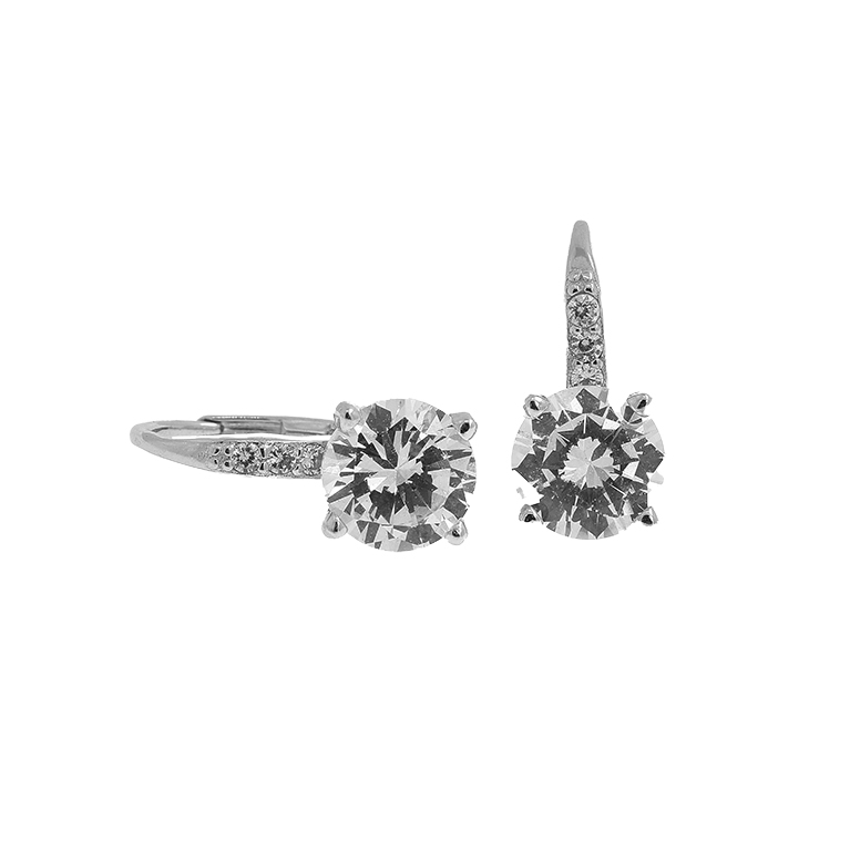 Silver Earrings with Big Zirconium
