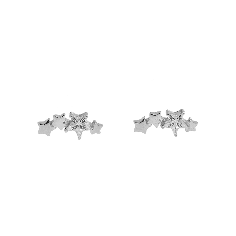 Silver Star Earrings with Zirconium